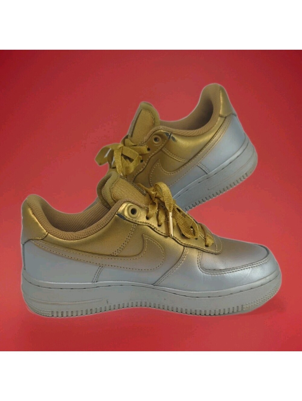 Nike Air Force 1 AF1 Low Lux Metallic Gold Silver Platinum Gradiant Women 6 36.5 - Picture 7 of 14